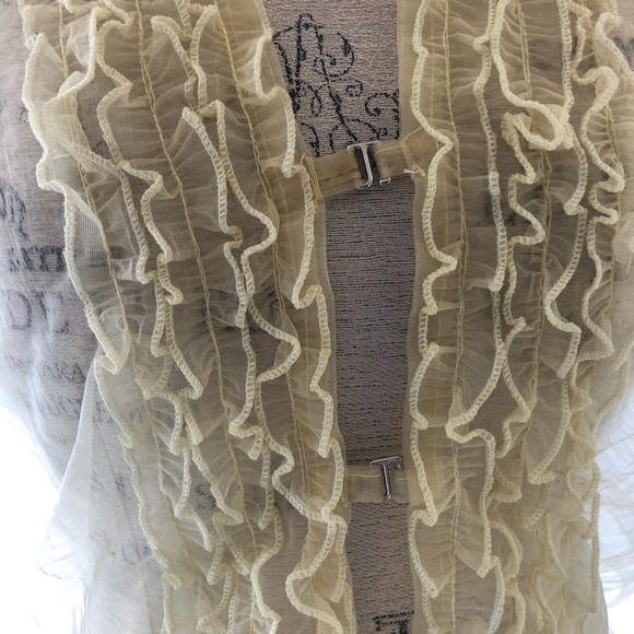 Vintage Sheer Yellow Ruffle Sleeveless Blouse - Picture 6 of 14